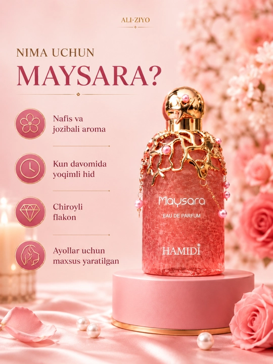 Ayollar Atiri Hamidi Maysara 100 ml, Parfyumlangan Suv