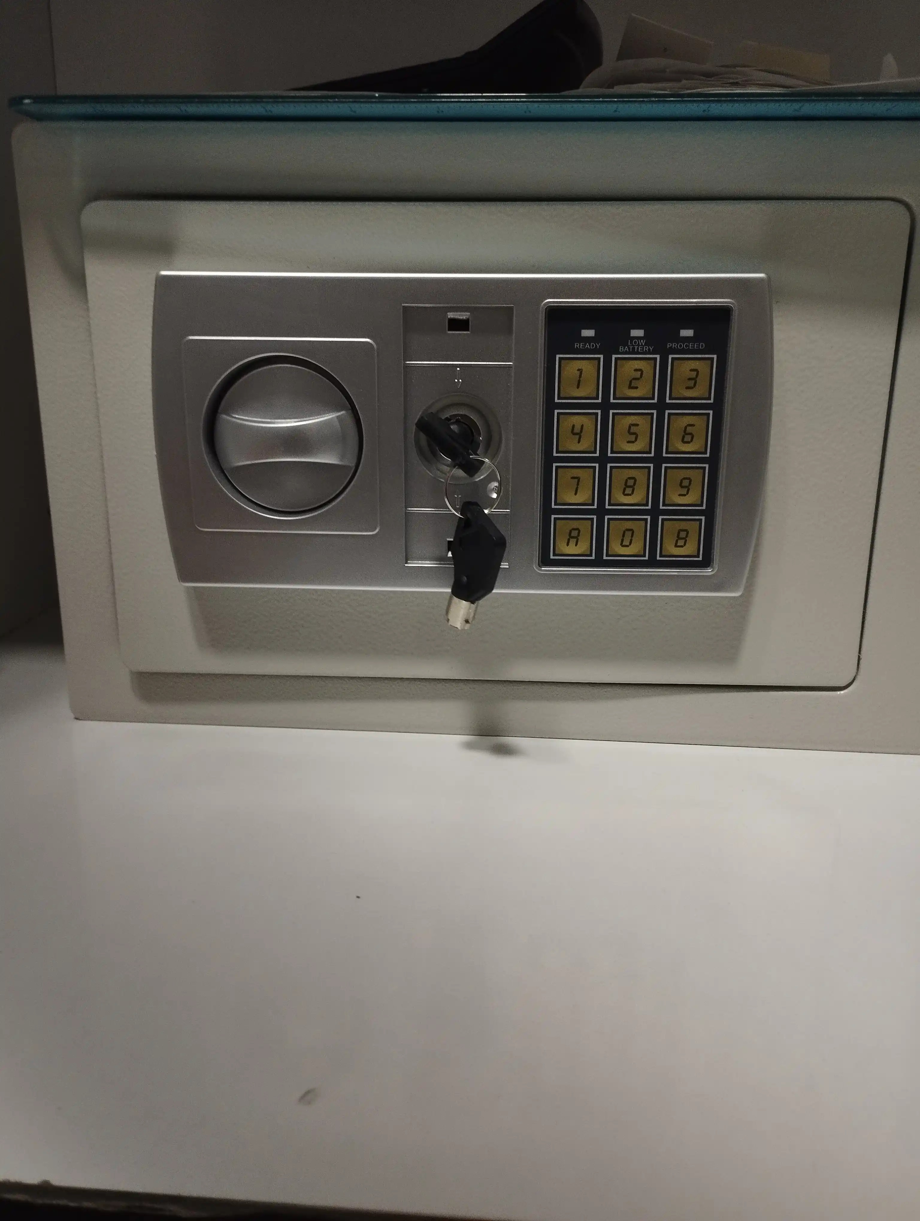 Elektron kod va kalitli seyf, 31x20x20 sm, metall, uy va ofis uchun