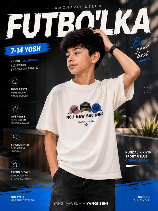 Futbolka oversayz paxta sport uslub moda sifatli yangi kolleksiya casual  kundalik kiyim - 