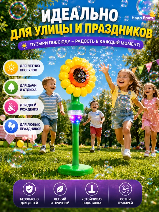 Sovun pufak mashinasi, LED chiroqli, USB generator bolalar uchun