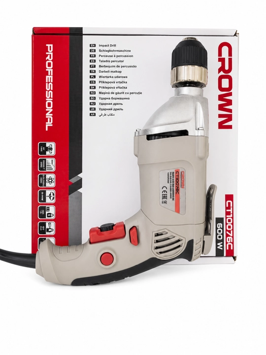 Elektr drel CROWN 600 VT, CT10076, kuchli, ixcham va ishonchli
