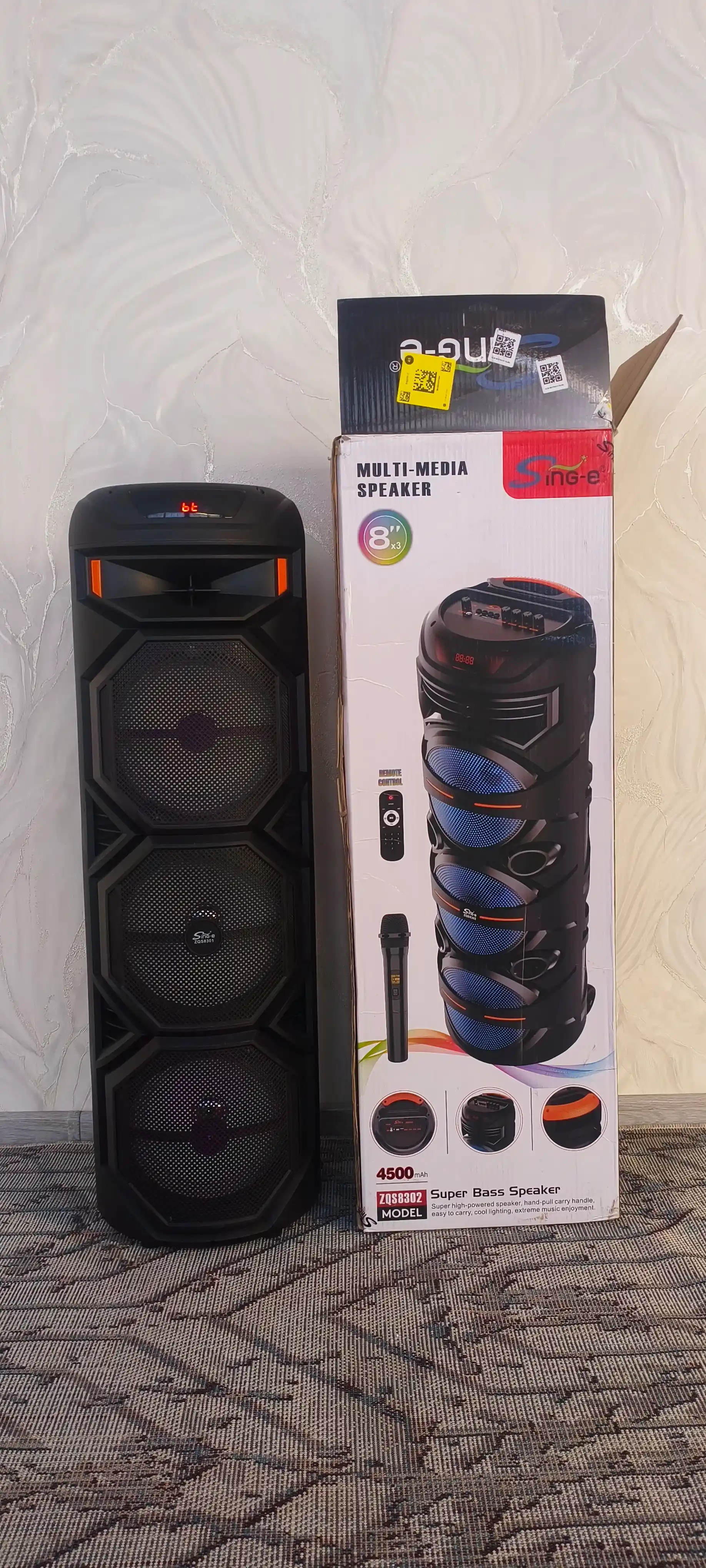 Katta Bluetooth simsiz karnay, karaoke, RGB yoritish, mikrofon va pult bilan