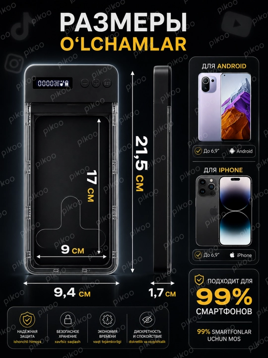 Smartfon uchun seyf, 99 soatli taymerli, o‘zini nazorat va diqqatni jamlash uchun