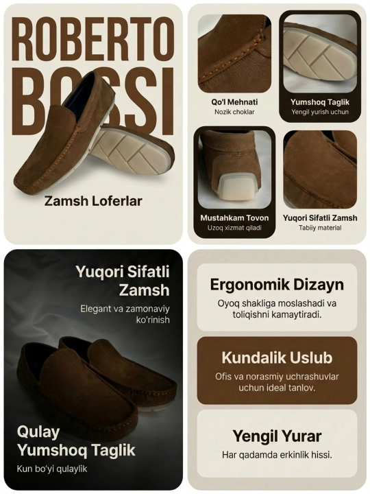Мужские мокасины, 100% замшевые, туфли, лоферы Roberto Bossi, летние, классические