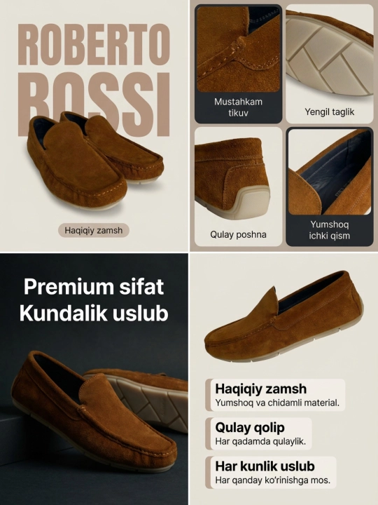 Мужские мокасины, 100% замшевые, туфли, лоферы Roberto Bossi, летние, классические