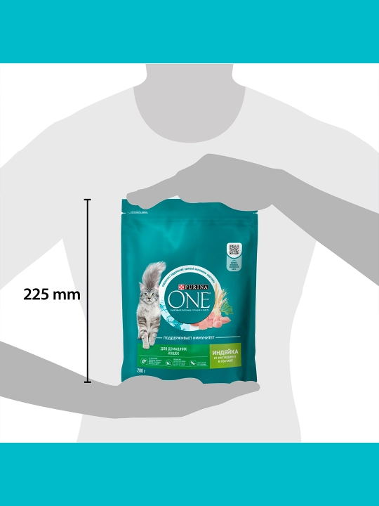 Purina One Uy,  кatta mushuklar uchun kurka go‘shti qo‘shilgan quruq ozuqa, 200 g
