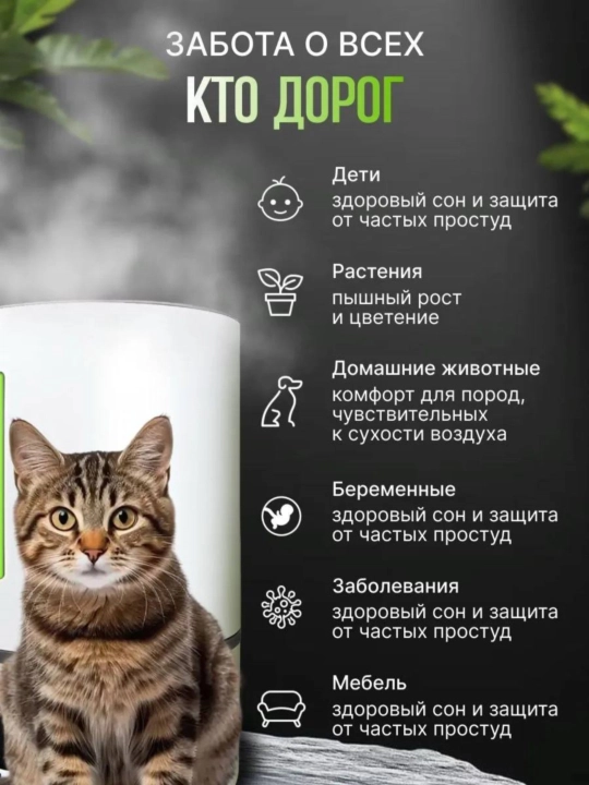 Увлажнитель воздуха, ультразвуковой, для дома и офиса