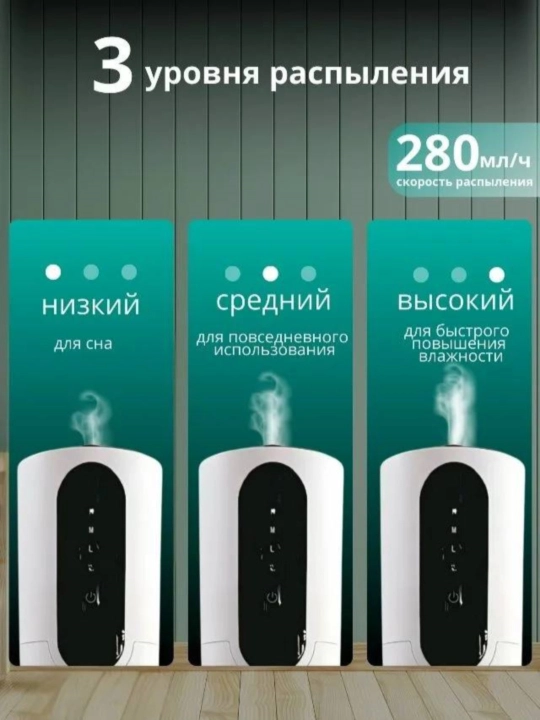 Havo namlagich, uy va ofis uchun ultratovushli, 70 sm, hajmi 8 litr, 50 м²