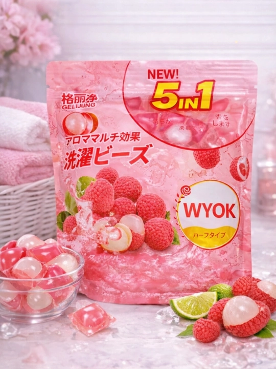 Yuvish uchun 5-in-1 gel kapsulalari, malina aromati, dog'larni olib tashlash, tozalik