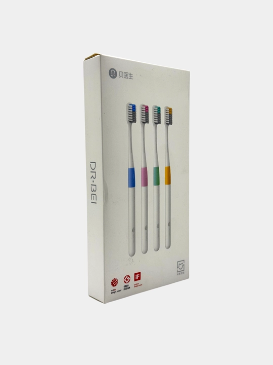 Зубная щетка мануальная mi Dr. Bei Bass Toothbrush 4 разноцветные щетки 1 дорожный футляр - 