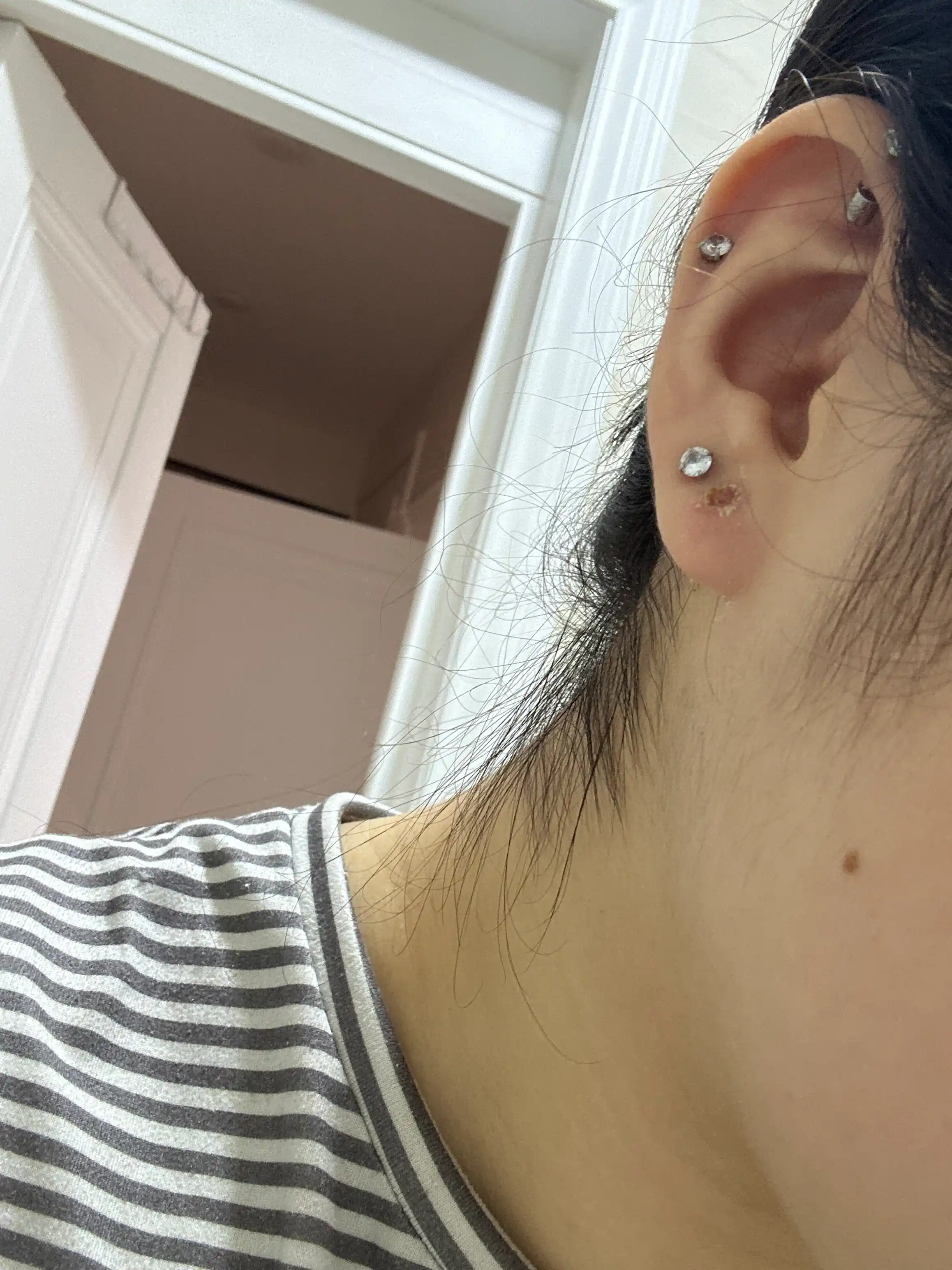 Серги женские из медицинской стали 2 в 1
