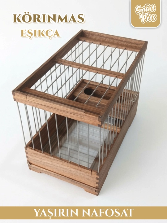 Переносная клетка-сундук для канареек Smart Pets, из ореха, ручная работа