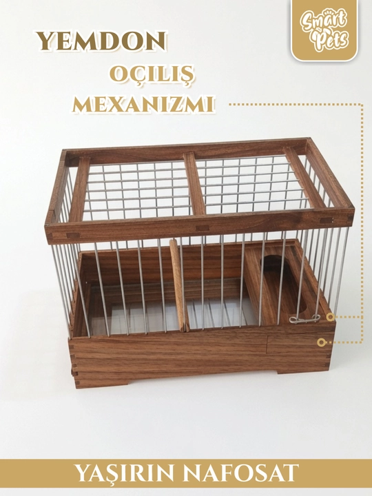 Переносная клетка-сундук для канареек Smart Pets, из ореха, ручная работа