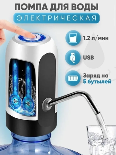Электрическая помпа для воды USB – автоматический диспенсер для бутылей — HILOLL-POMPA-БЕЛЫЙ