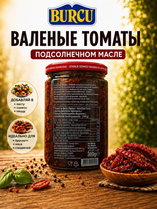 Kungaboqar moyida quritilgan pomidorlar