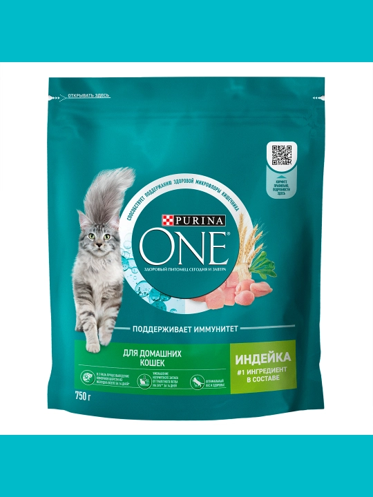 Purina One Uy, кatta mushuklar uchun kurka go‘shti qo‘shilgan quruq ozuqasi, 750 gr