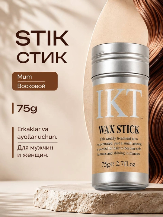 Soch turmaklash uchun IKT Wax Stick mum-stigi (vosk), 75 g - 