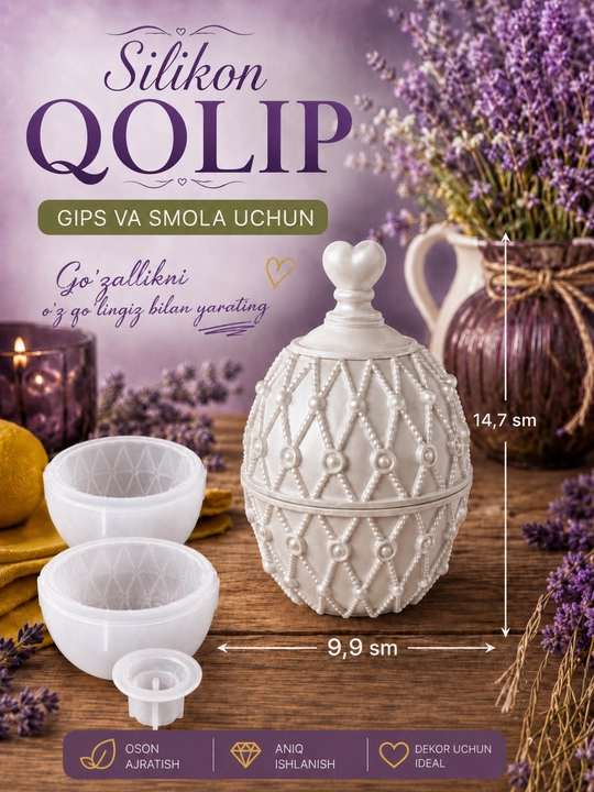 Gips, epoksid smolasi uchun silikon qolip quticha, mold quticha