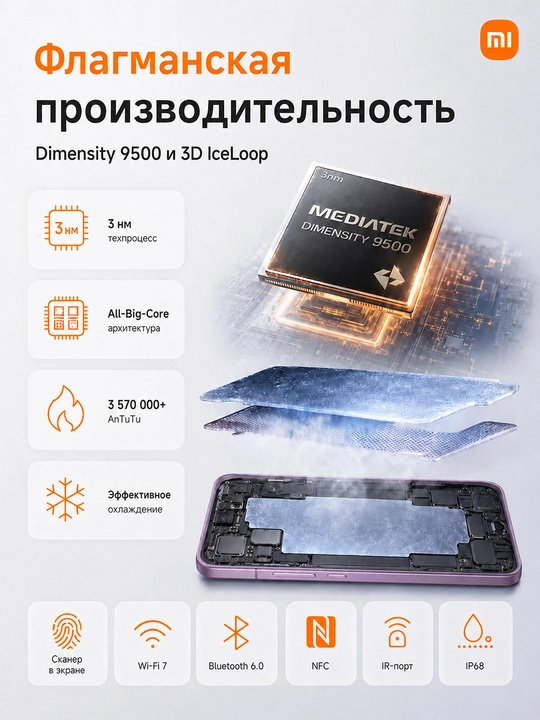 Смартфон Xiaomi 17T Pro, 12/256/512/1024 ГБ, 6.83", 144 Гц,