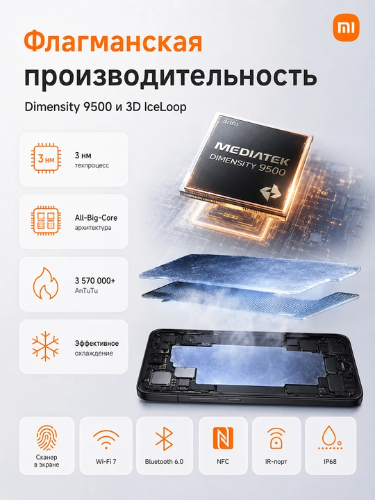 Смартфон Xiaomi 17T Pro, 12/256/512/1024 ГБ, 6.83", 144 Гц,