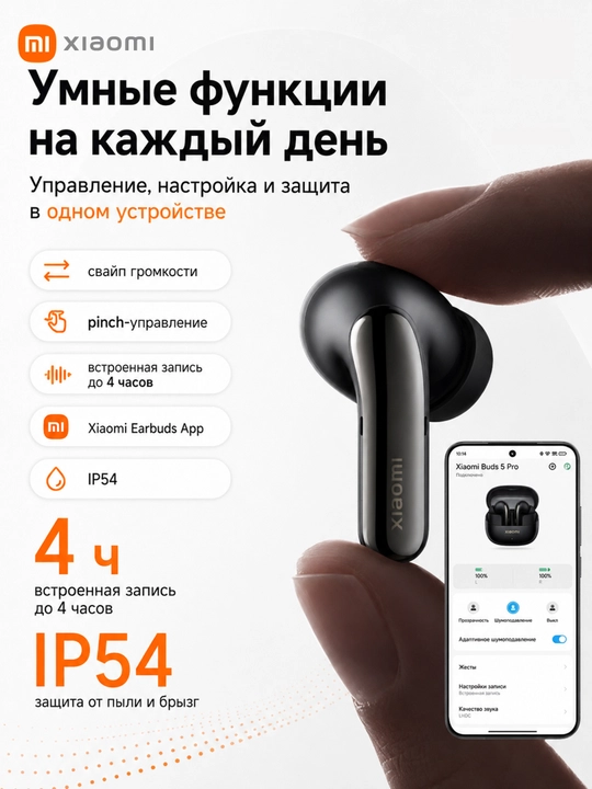 Xiaomi Buds 5 Pro Wi-Fi, Bluetooth, Android va iPhone uchun simsiz quloqchinlar, Global