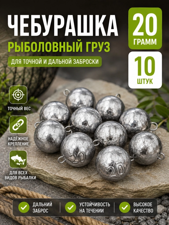 Cheburashka baliq ovlash yuki 20 gramm – 10 dona - 