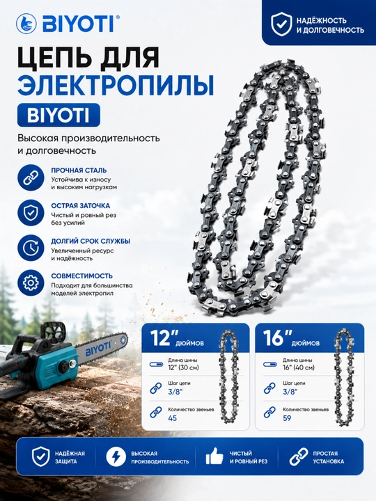 Цепь для электропилы 12/16/18 - 