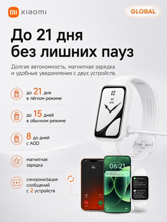 Смарт-часы Xiaomi Band 10 Pro, AMOLED 1.74",Bluetooth 5.4,150 режимов, до 21 дня работы