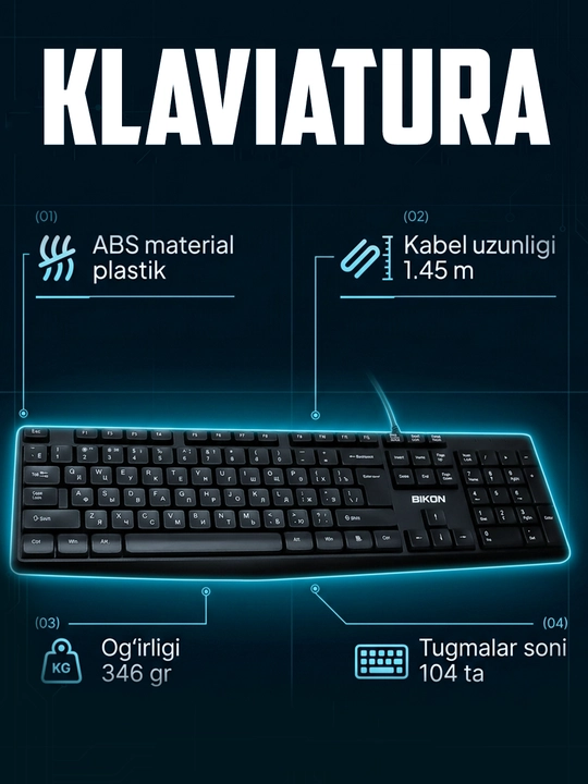 Simli klaviatura va sichqoncha BIKON