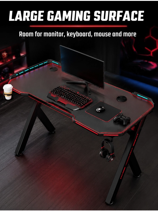 Игровой стол с RGB подсветкой для компьютера и гейминга