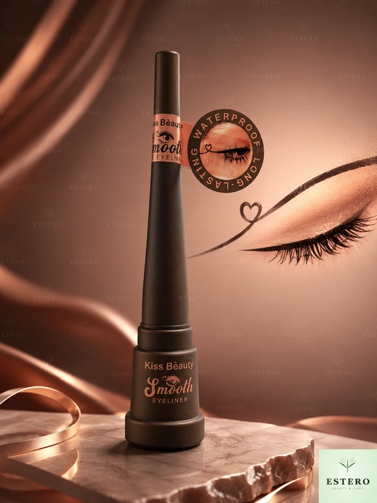 Kiss Beauty Smooth Eyeliner — suvga chidamli suyuq ko'z qalami, qora, uzoq turuvchi - 