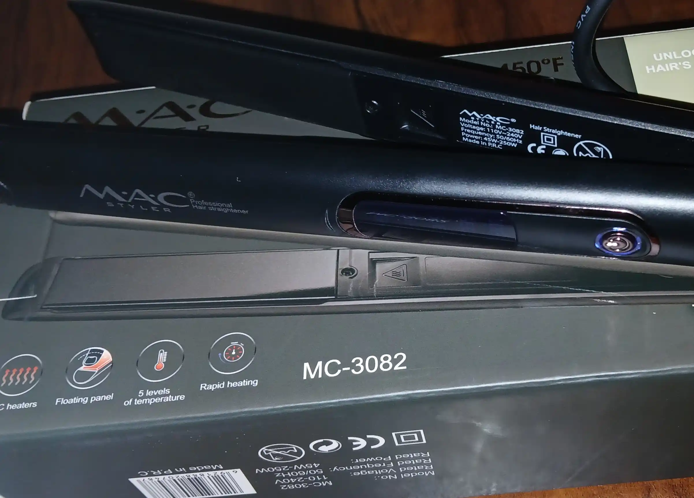 Профессиональный выпрямитель для волос MAC Styler MC-3082 со светодиодным дисплеем