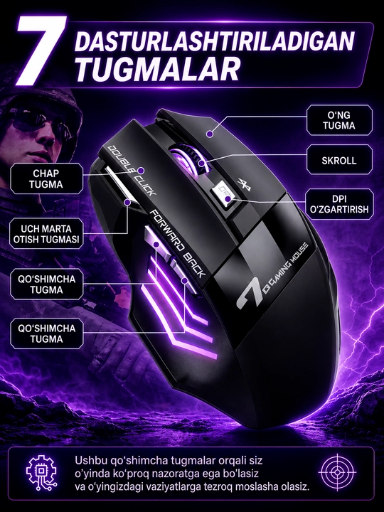 Мышка для компьютера, мышь компьютерная беспроводная Мышь с RGB подсветкой и Bluetooth