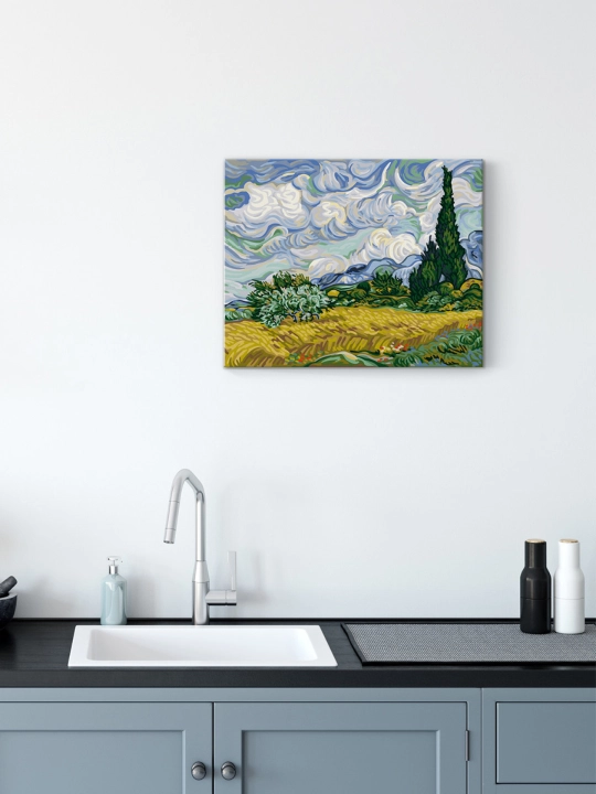 "ФРЕЯ" Raqamlar bo‘yicha kartina «Sarv daraxtlari bilan bug‘doyzor» 50x40sm MET-PNB/PL-002