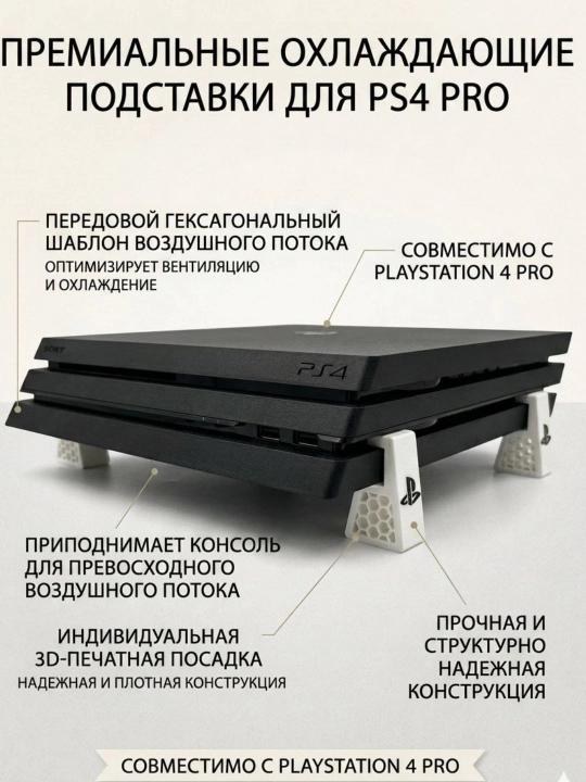 Подставки для PS4 Pro охлаждающие, комплект ножек 4 шт для консоли PlayStation 4 Pro