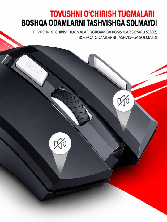 Simsiz sichqonchasi RGB yorug'lik, 3200 DPI, 800 mAh batareya, kompyuter va noutbuk uchun