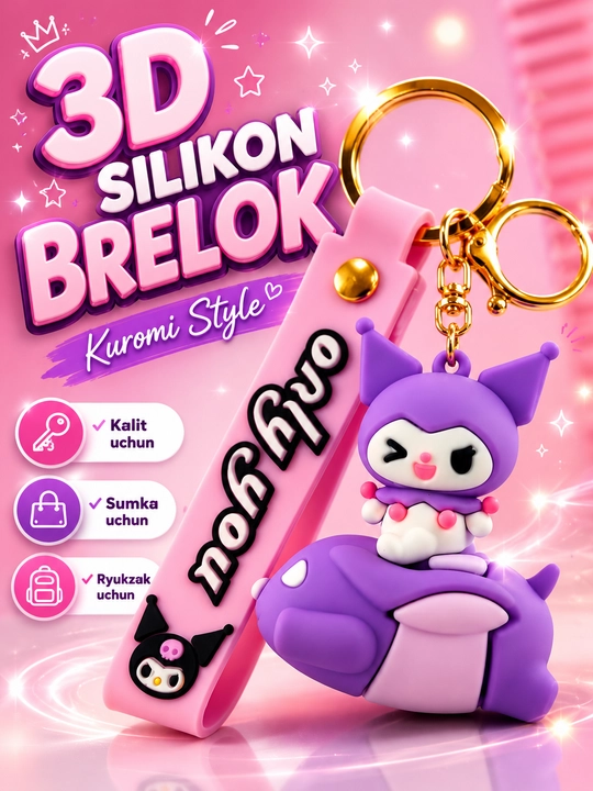 Kalit, sumka va ryukzak uchun 3D silikon brelok o‘yinchoq - 