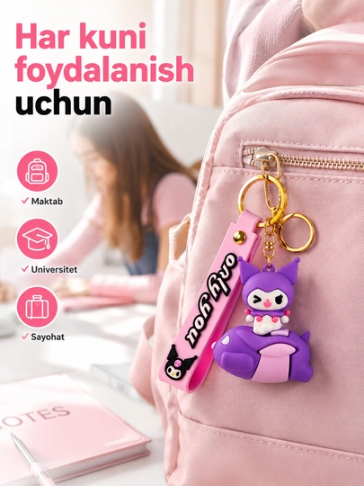 Kalit, sumka va ryukzak uchun 3D silikon brelok o‘yinchoq