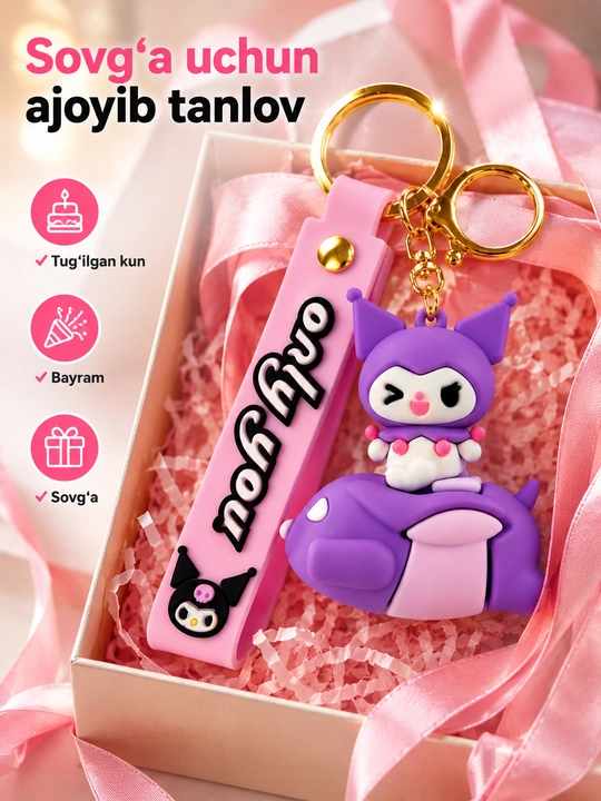 Kalit, sumka va ryukzak uchun 3D silikon brelok o‘yinchoq