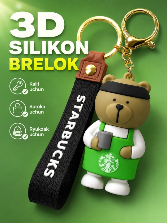 Kalit, sumka va ryukzak uchun 3D silikon brelok o‘yinchoq - 