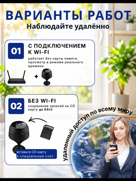 Мини камера видеонаблюдения Wi-Fi