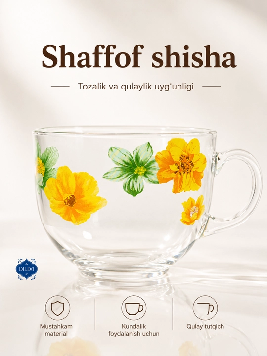 Shisha krujka, 300 ml, issiqqa chidamli, ergonomik tutqichli, choy va qahva uchun