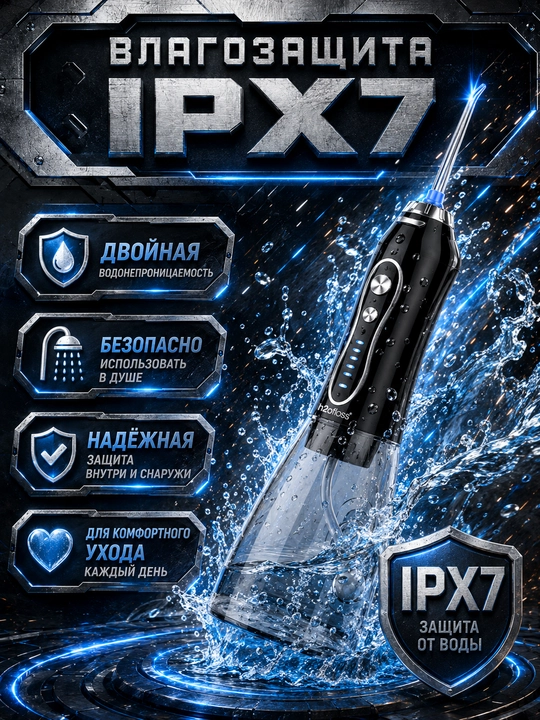 H2OFloss portativ irrigatori, 5 rejim, 8 nasadka, tish va milk kompleks parvarishi