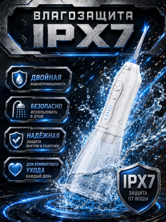 H2OFloss portativ irrigatori, 5 rejim, 8 nasadka, tish va milk kompleks parvarishi