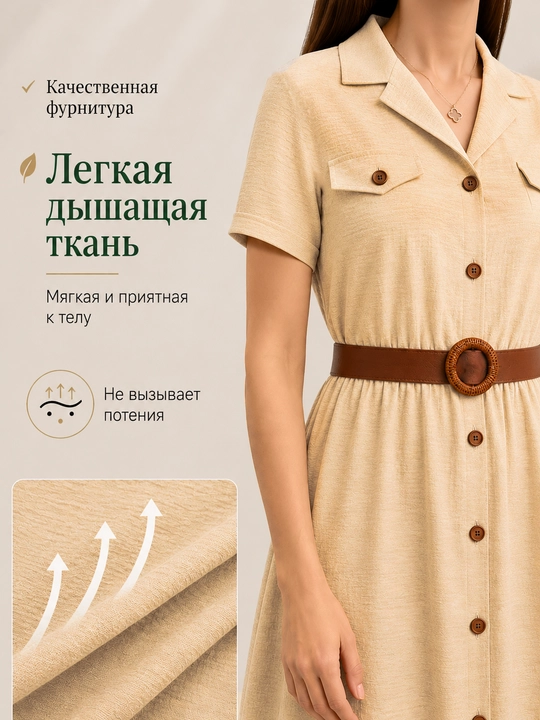 Ayollar yozgi ko‘ylak-ko‘ylagi, belbog‘li va tugmali maksi - S-5XL DEGO o‘lchamlarida