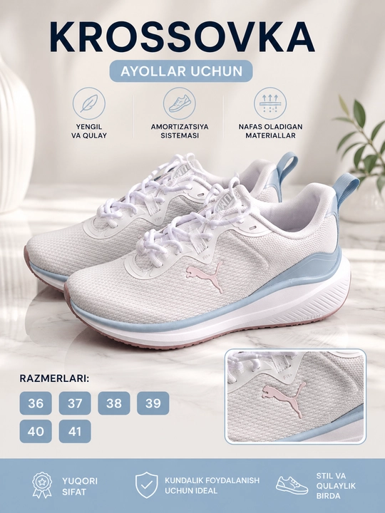 Ayollar krossovkalari, bahor, yoz va kuz uchun - 