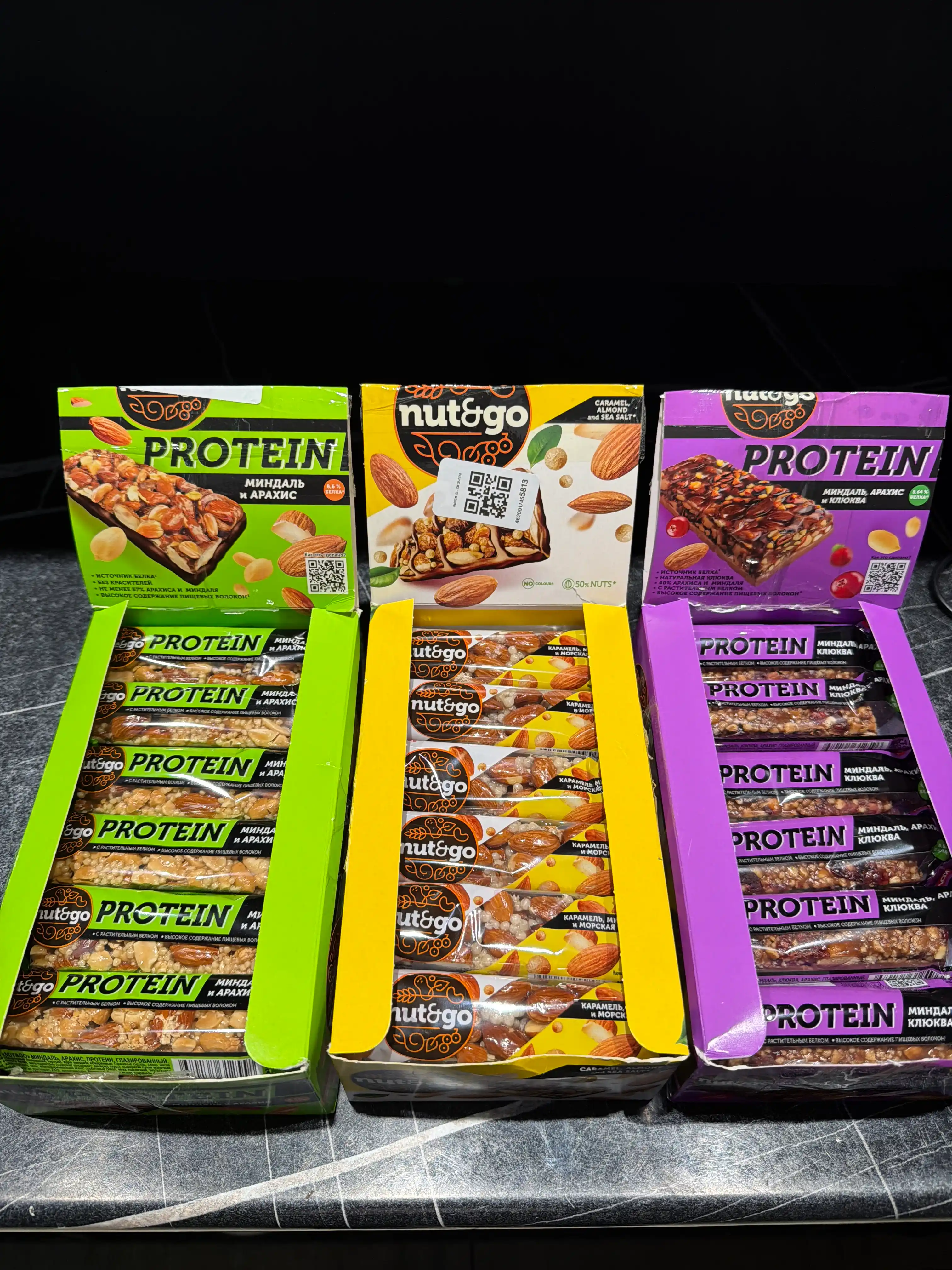 Protein Nut&Go протеиновый батончик, миндаль, арахис и арахисовая паста, 18 шт