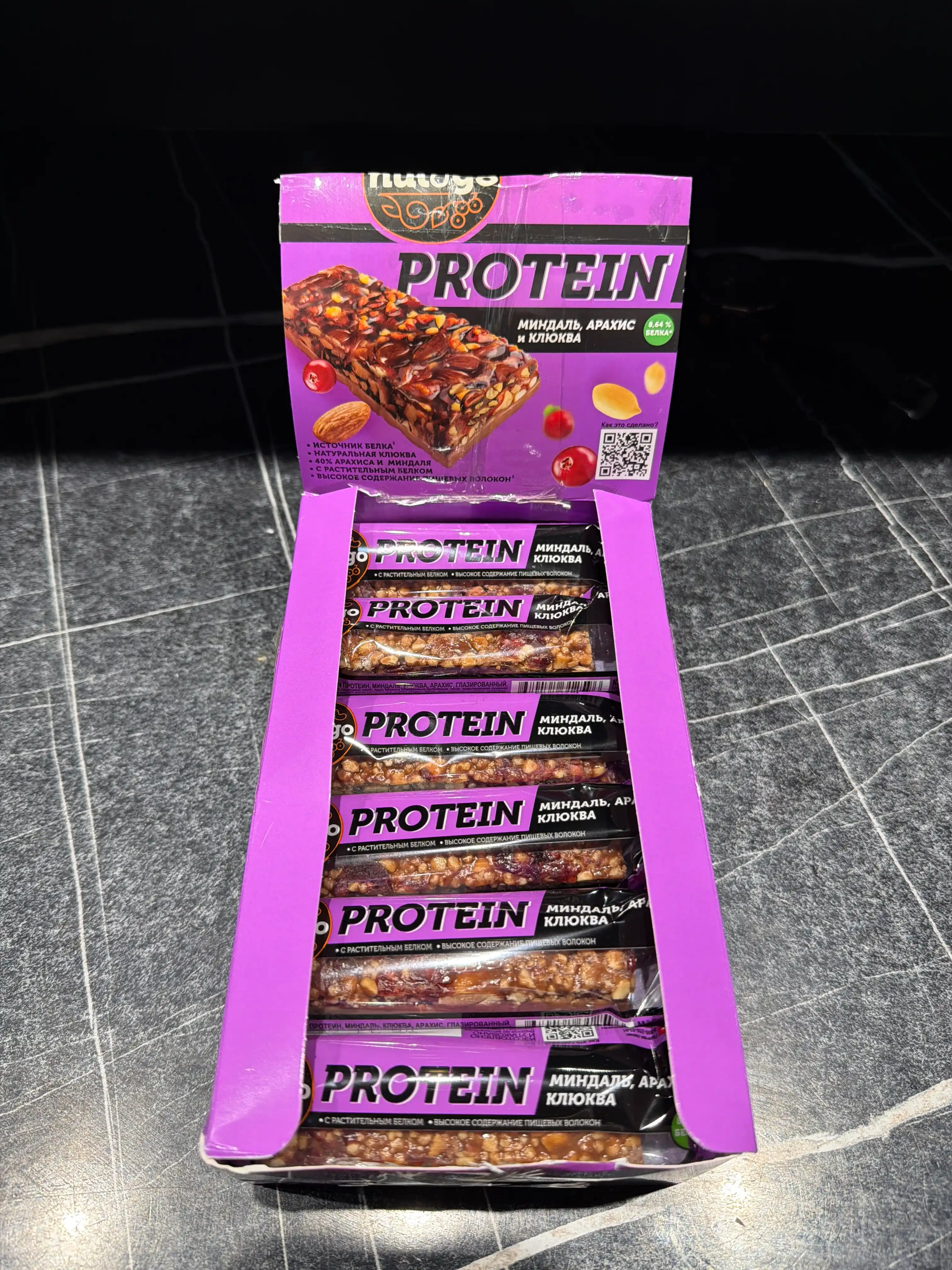Protein Nut&Go протеиновый батончик, миндаль, арахис и арахисовая паста, 18 шт