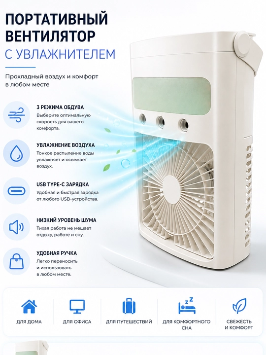 Portativ ventilyator va havo namlagich