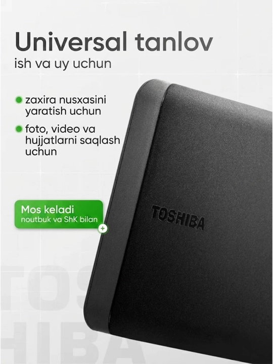 Toshiba Canvio Basics tashqi HDD, 320GB/500GB/1TB/2TB, USB 3.0